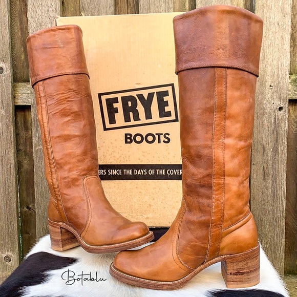 Tall Knee High Cuff Chunky Heel Boots 